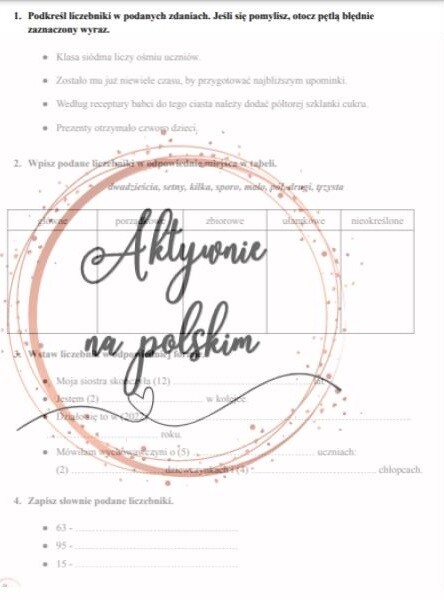 Liczebniki - kartkówka