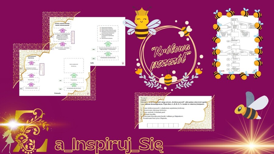 Baśnie: "Kopciuszek", "Bajka o rybaku i rybce", "Królowa pszczół", cechy baśni - karty pracy, scenariusz lekcji, zadania