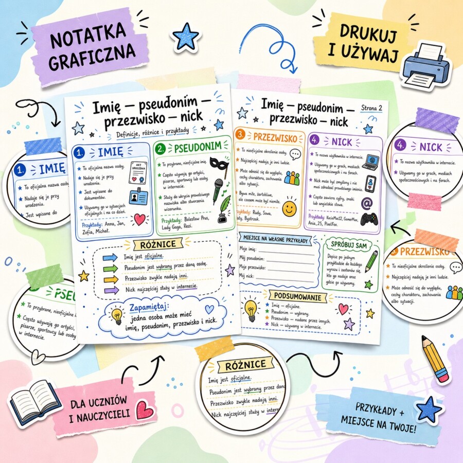 Notatka graficzna. Imię, pseudonim, przezwisko, nick