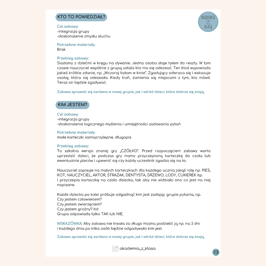 30 GIER I ZABAW DLA CAŁEJ KLASY