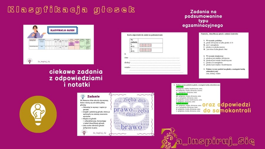 Fonetyka kl. VII-VIII- scenariusze, karty pracy, zadania egzaminacyjne
