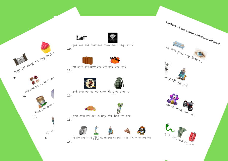 REBUSY - rebus - frazeologizmy biblijne - związki frazeologiczne - BIBLIA