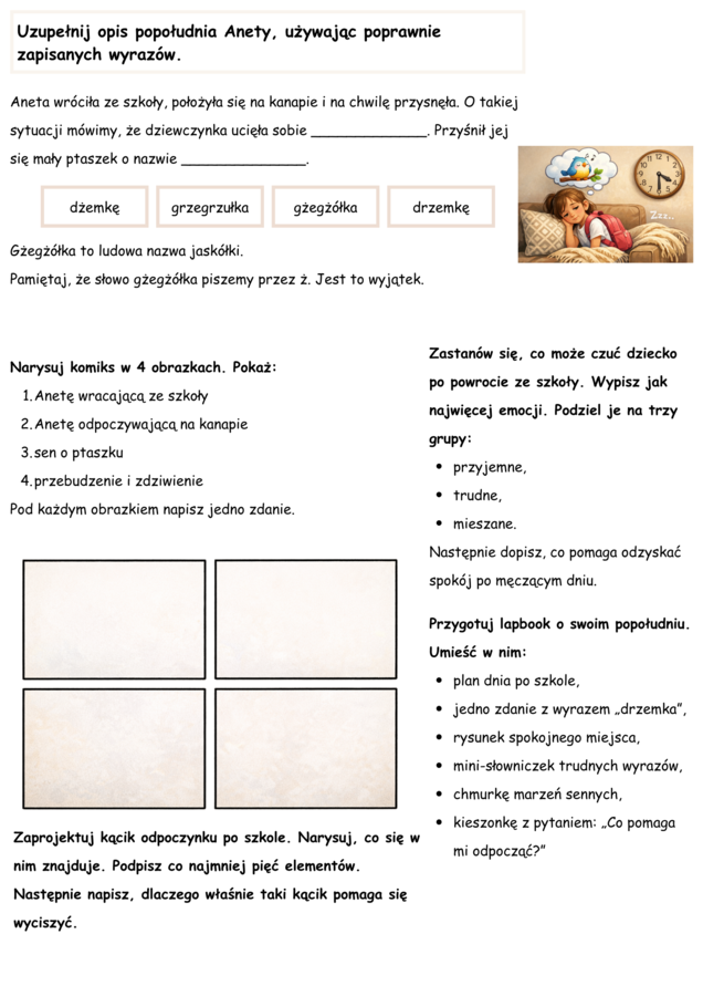 PISOWNIA WYRAZÓW Z Ż I RZ NIEWYMIENNYM. Pakiet zadań + komentarz