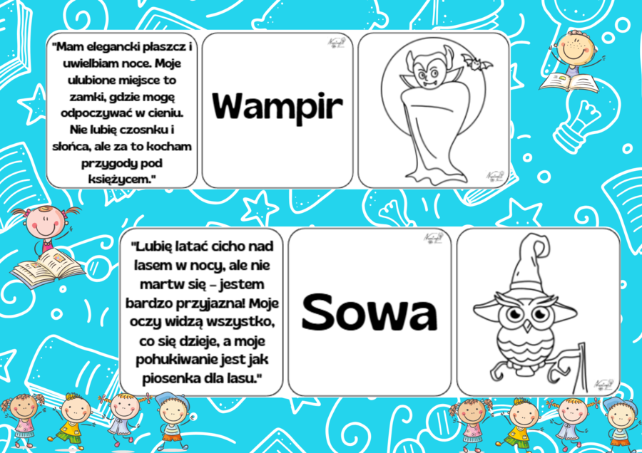 Zagadki na Halloween- wersja czarno-biała