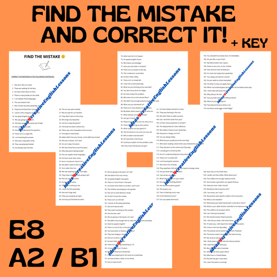 FIND THE MISTAKE AND CORRECT IT!