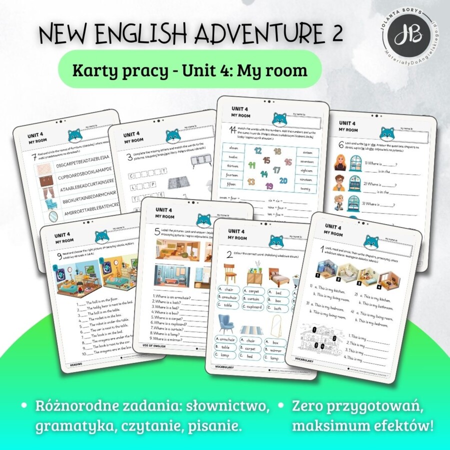 New English Adventure 2 – Unit 4: My room – Karty pracy dla klasy 2