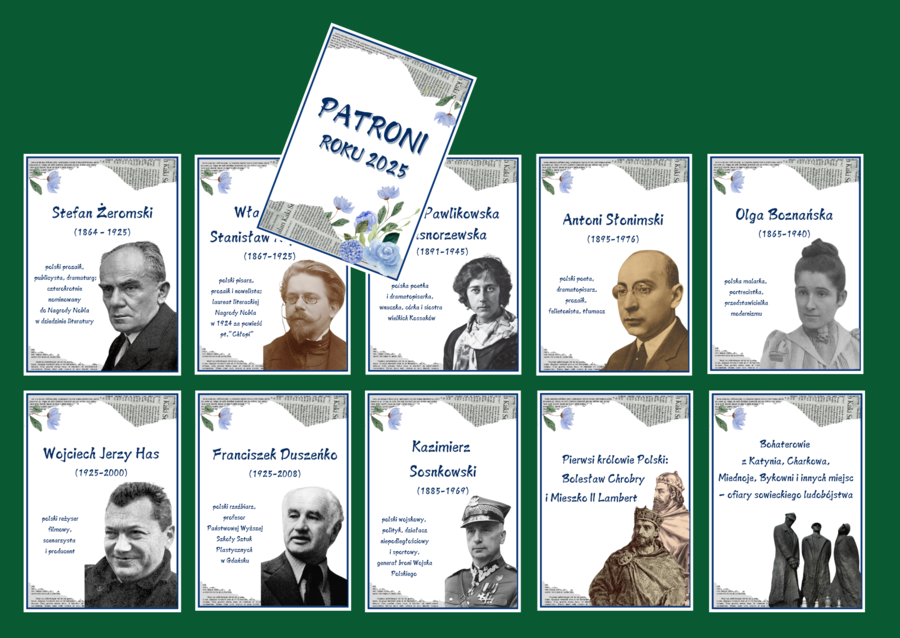 PATRONI ROKU 2025 – gazetka – biblioteka – język polski – 11 stron – wersja 2