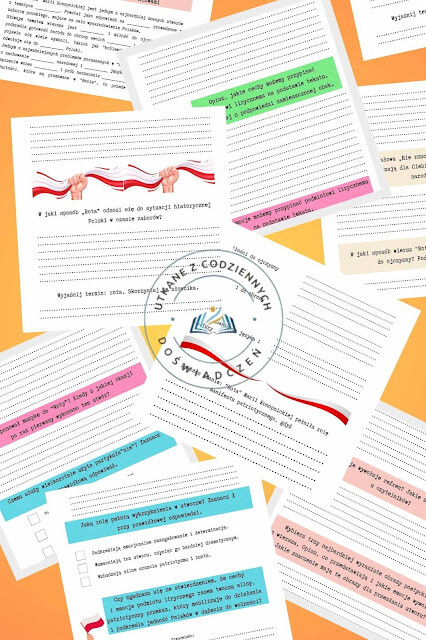 "Rota" M. Konopnickiej- zbiór zadań na lekcję języka polskiego, stacje zadaniowe