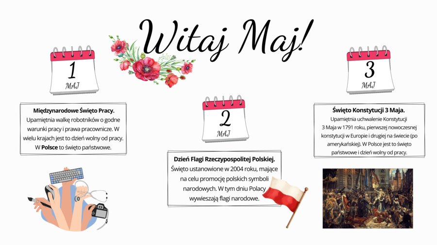 WITAJ MAJ - GAZETKA TEMATYCZNA O ŚWIĘTACH MAJOWYCH/ możliwość własnej aranżacji