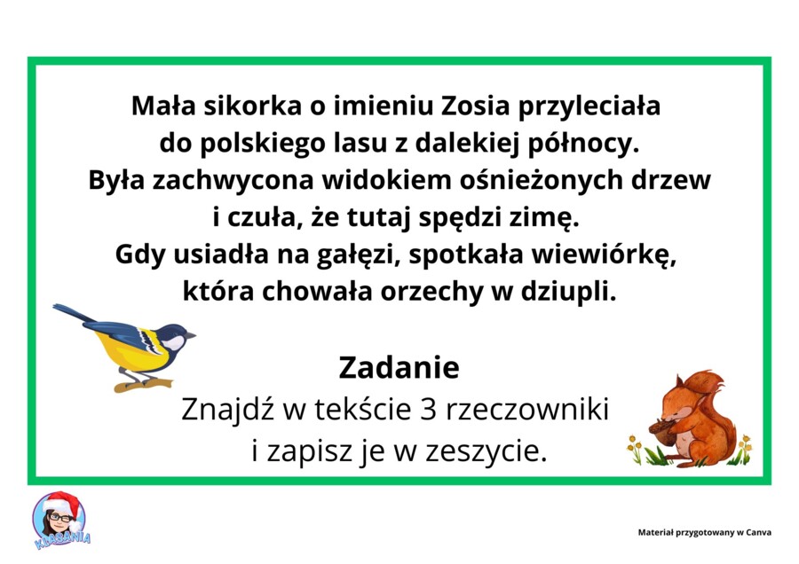 Oczekiwanie na święta z sikorką Zosią.