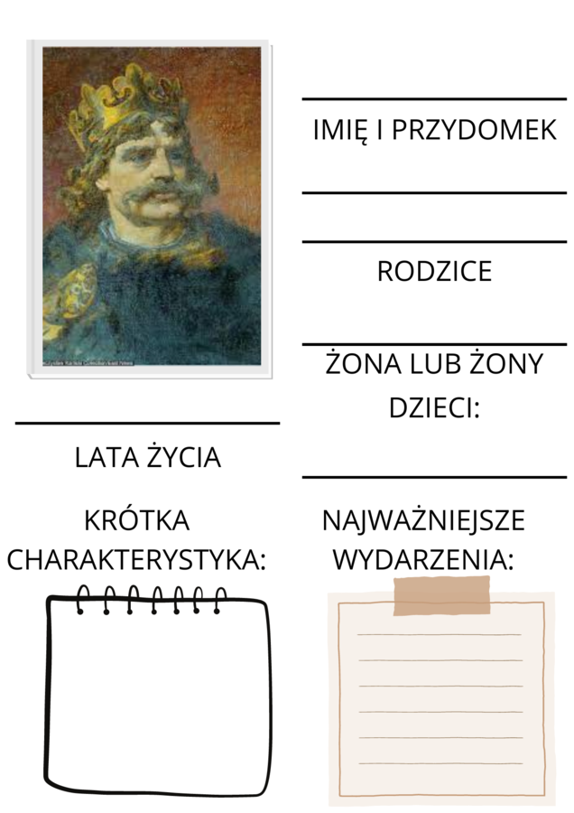 Poczet królów i książąt Polskich od Mieszka do Bolesława Krzywoustego - ćwiczenia dla uczniów