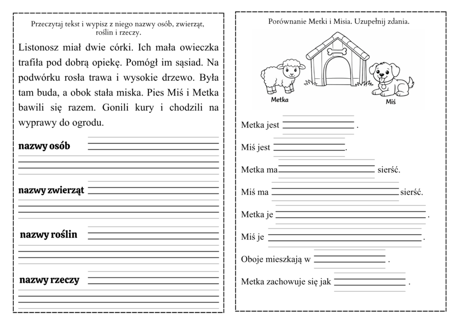 "Czarna owieczka"  karty pracy do lektury pdf