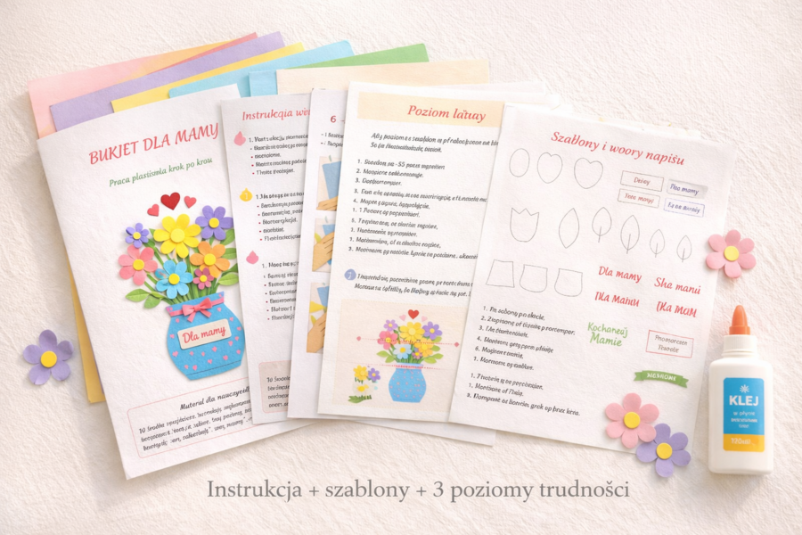 Bukiet dla mamy – praca plastyczna krok po kroku