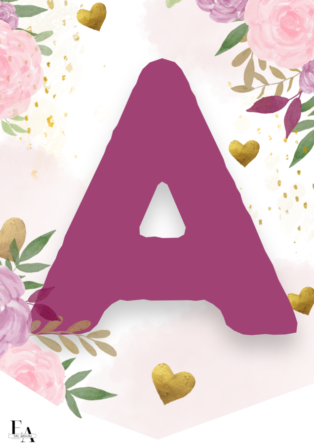 Girlanda - alfabet - napis kwiaty