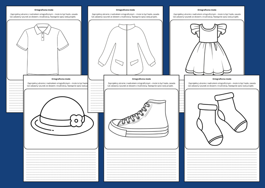 ORTOGRAFICZNA MODA - karta pracy – karty pracy – zasady ortograficzne – ORTOGRAFIA – ćwiczenia redakcyjne – opis – 30 wersji