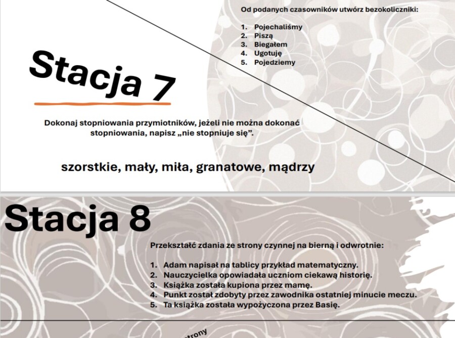 Stacje zadaniowe części mowy