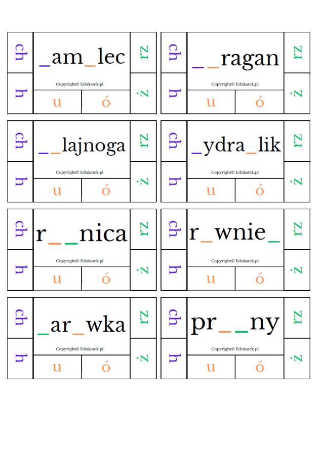 Klamerkowa ortografia - trudniejsze wyrazy