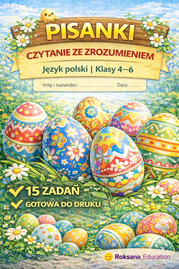 📚🥚 Pisanki – czytanie ze zrozumieniem | język polski | klasy 4–6 (15 zadań)