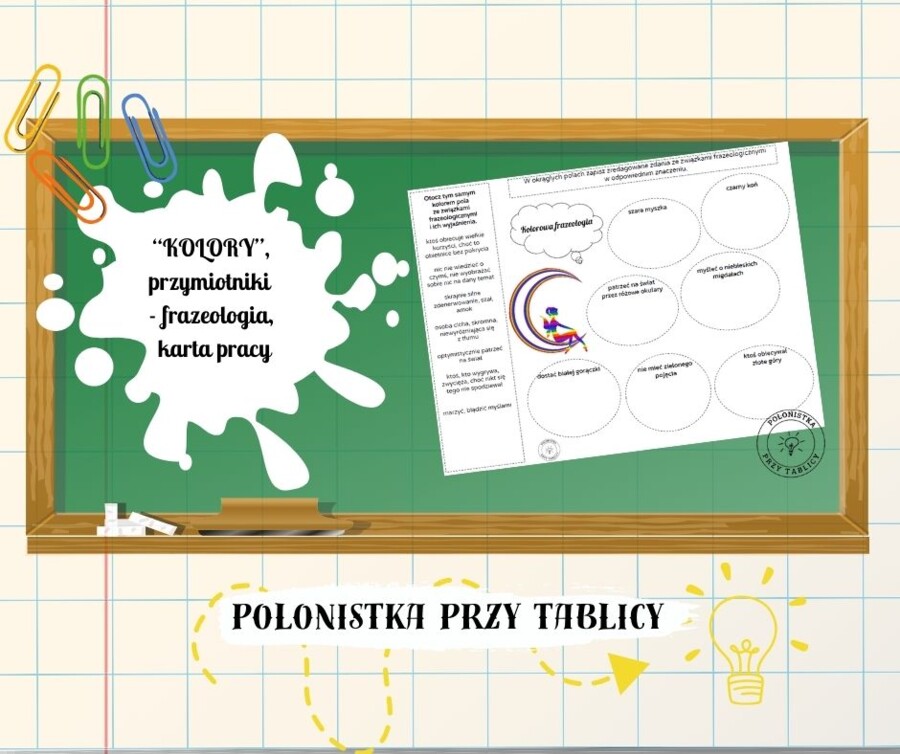 Przymiotnik kolory frazeologia karta pracy frazeologizmy