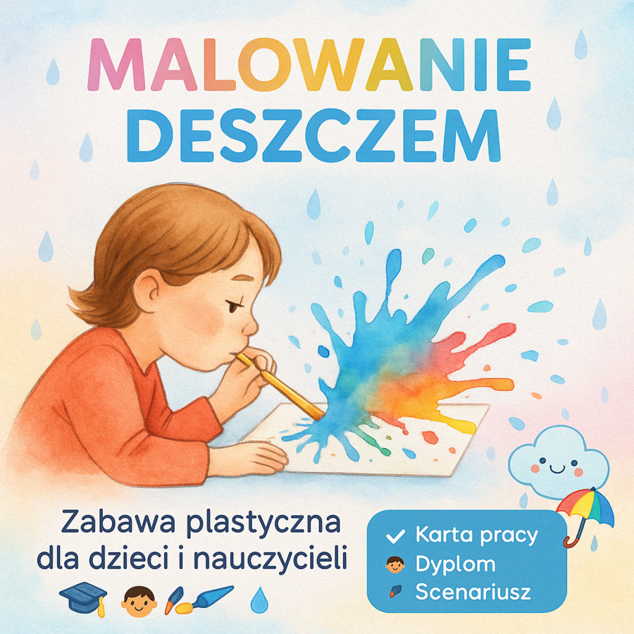 Kącik kreatywnego artysty. Malowanie farbami rozdmuchiwanymi przez słomkę