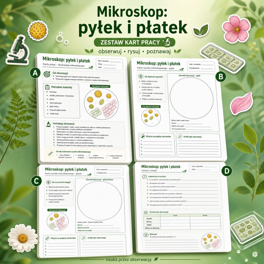 Mikroskop. Pyłek i płatek