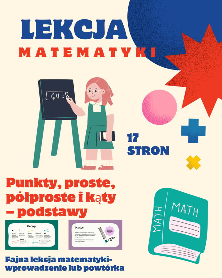 📘 Lekcja matematyki: Punkty, proste, półproste i kąty – podstawy