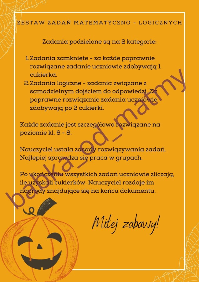 Matematyczno - logiczne zadania na Halloween 2022!