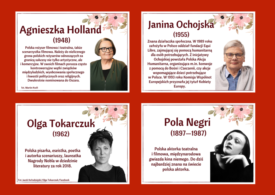 DZIEŃ KOBIET – – gazetka – SŁAWNE POLKI – biblioteka – świetlica – 24 strony – wersja 2