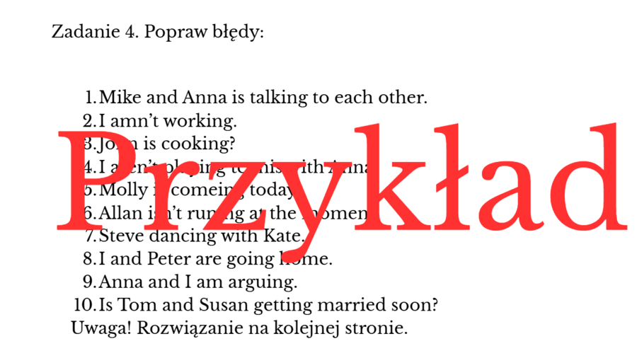 Present Continuous- gotowa lekcja