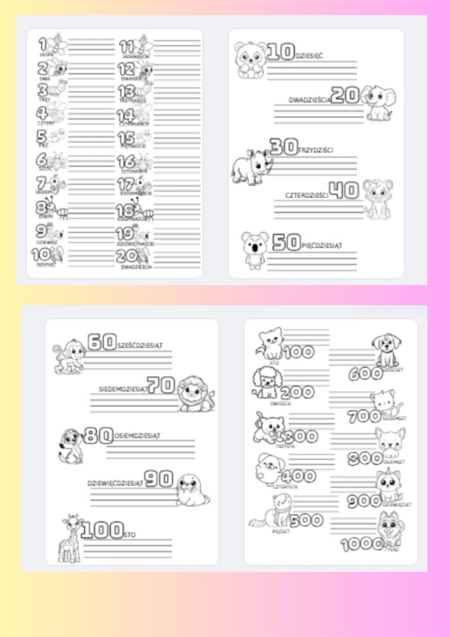 Zapis słowny liczb - wklejka z ćwiczeniami