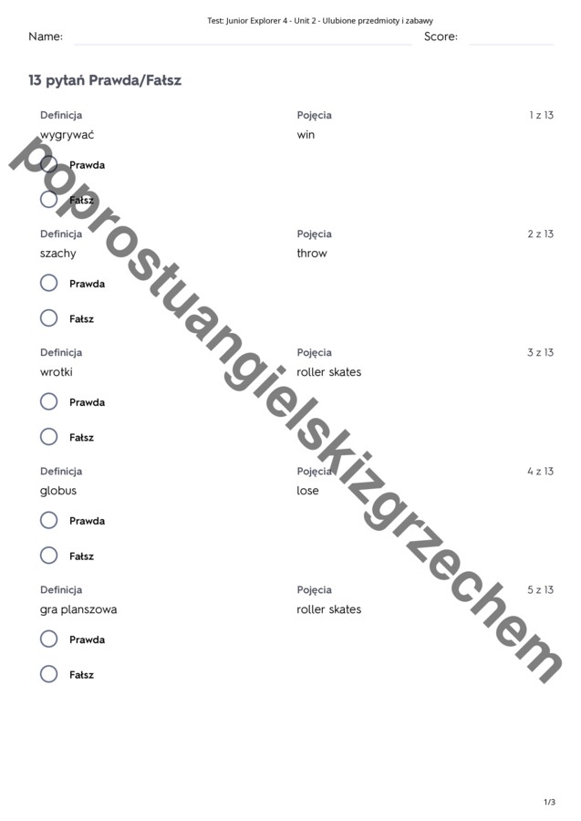 Junior Explorer 4 – Unit 2 – testy