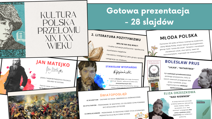 Gotowa prezentacja multimedialna "Kultura polska przełomu XIX i XX wieku" – 28 slajdów/ zgodne z podstawą programową