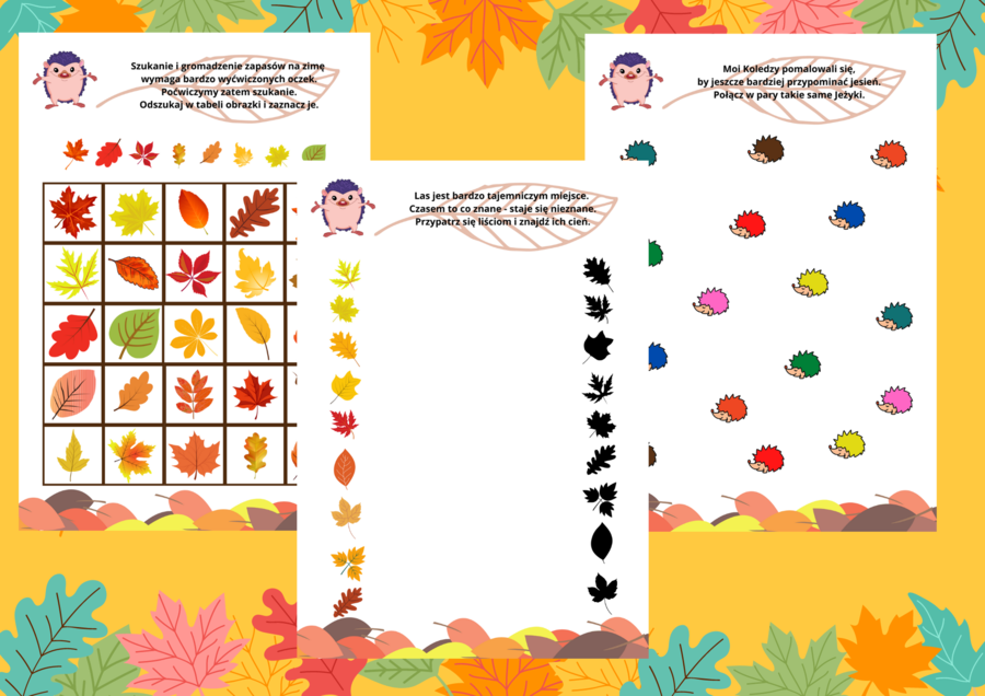 JESIENNE ZADANIA DLA PRZEDSZKOLAKÓW