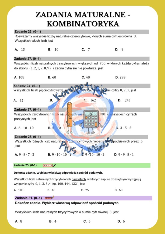 Zadania maturalne - kombinatoryka
