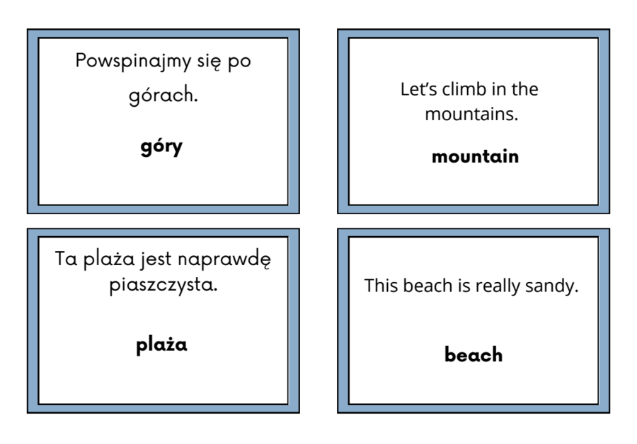 Fiszki - wakacje, język angielski