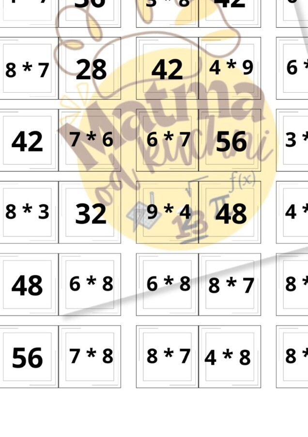 Tabliczka mnożenia - klasyczne domino