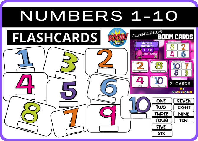 NUMBERS 1-10 - FLASHCARDS