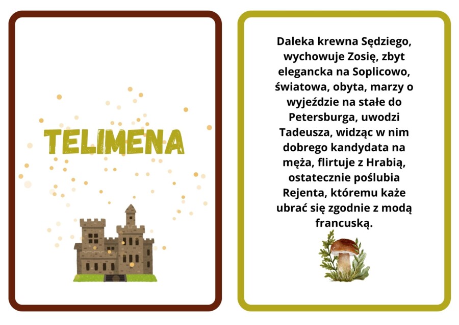 Fiszki, bohaterowie "Pana Tadeusza", 10 postaci z opisem, format pdf