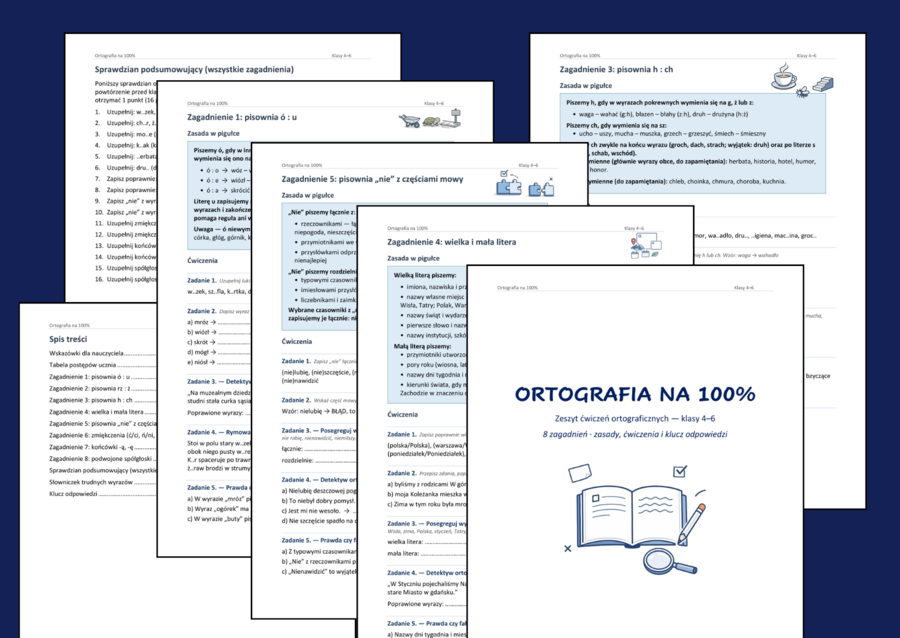 ✍️ ORTOGRAFIA NA 100% – zeszyt ćwiczeń dla klas 4–6