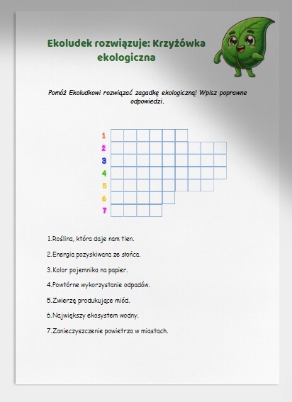 Karty pracy. Krzyżówki. Rebusy. Zagadki ekologiczne.