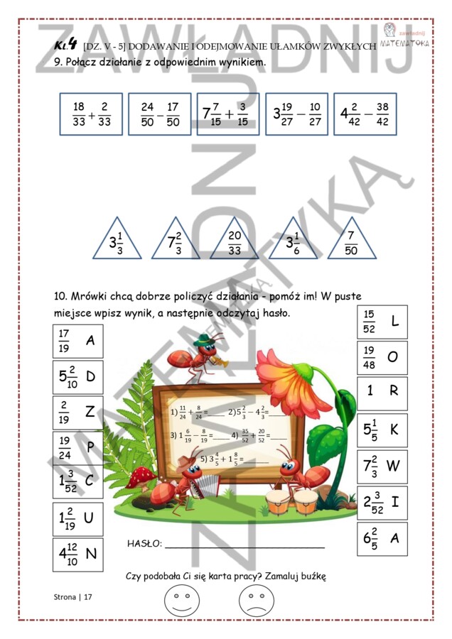 Dział V: Ułamki zwykłe