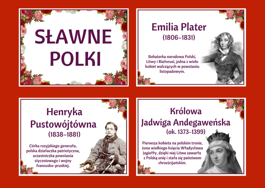 DZIEŃ KOBIET - – gazetka - SŁAWNE POLKI – biblioteka – świetlica – 24 strony – wersja 3
