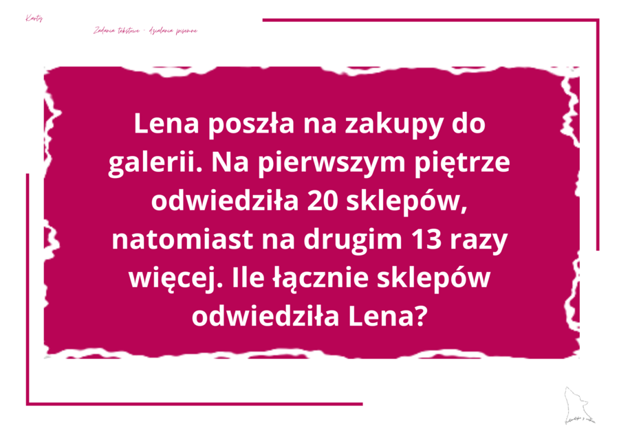 Karty z zadaniami tekstowymi (działania pisemne bez dzielenia )
