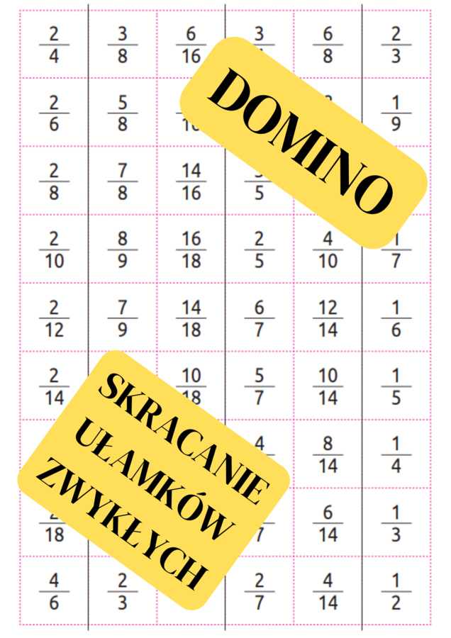 DOMINO - skracanie/rozszerzanie ułamków.