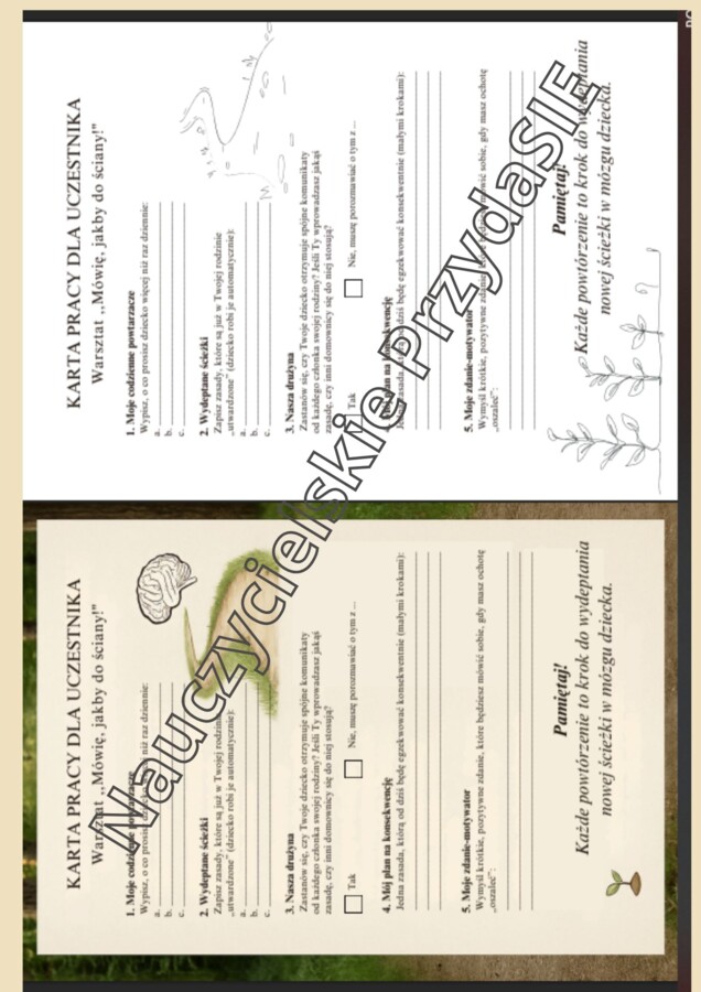 Warsztat dla rodziców / nauczycieli "Mówię, jakby do ściany!"- scenariusz, prezentacja, plakaty, karty pracy, ulotki