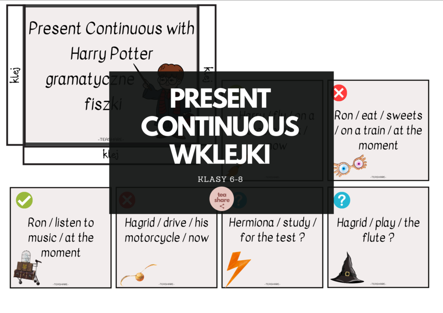 PRESENT CONTINUOUS - wklejki dla klas 6-8