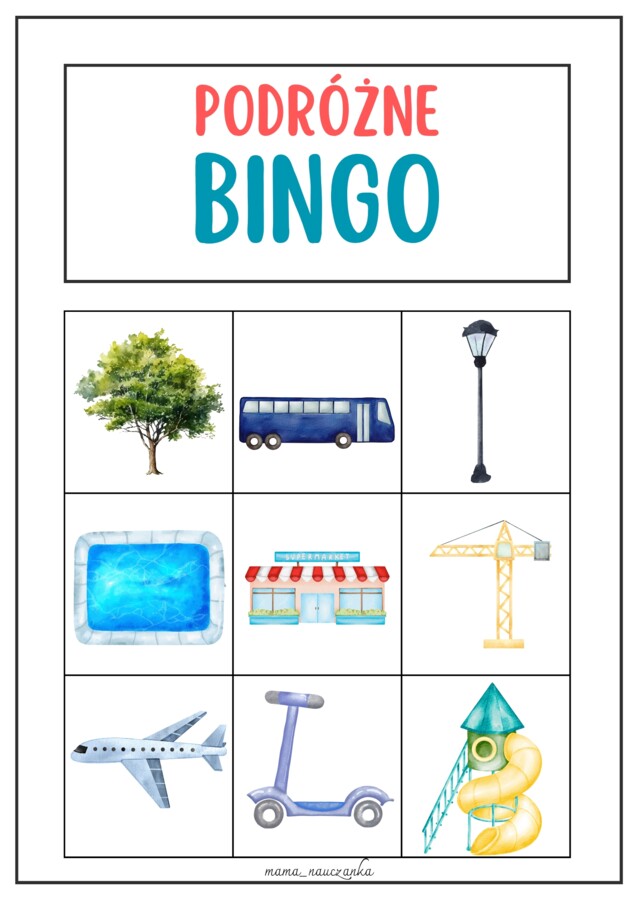 BINGO "W podróży" - PODRÓŻNE BINGO