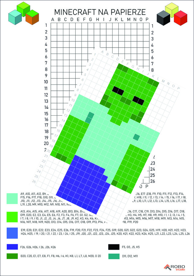 Kodowanki dla dzieci minecraft, zestaw pdf, 10 kart pracy z kodowaniem, dyktando graficzne, klasy 1-5