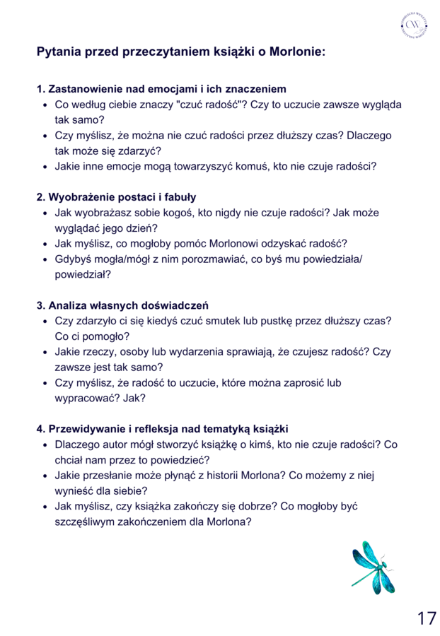 20 KART PRACY NA GODZINĘ WYCHOWAWCZĄ z HISTORYJKĄ-O MORLONIE, KTÓRY SZUKAŁ RADOŚCI- 38 strony