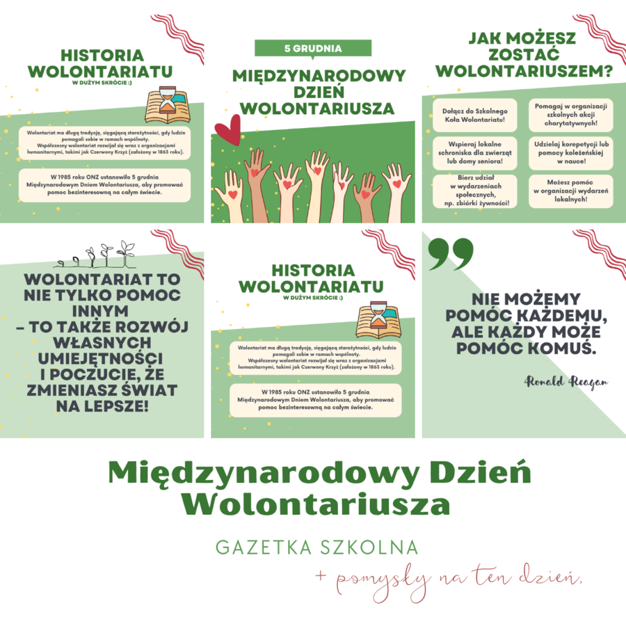 Międzynarodowy Dzień Wolontariusza - gazetka szkolna